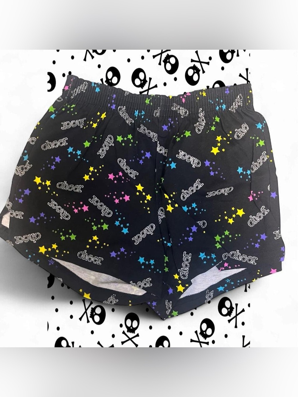 Soffe Black Shorts with Multicolor Star & Cheer Print